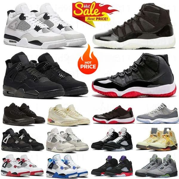 Free shipping 4s 5s 11s 3s Basketball 4 Designer Shoes Black metallic White Cement Reima gined Nigel Sylvest Blue Flu Game Union Outdoor Men Sports Sneakers