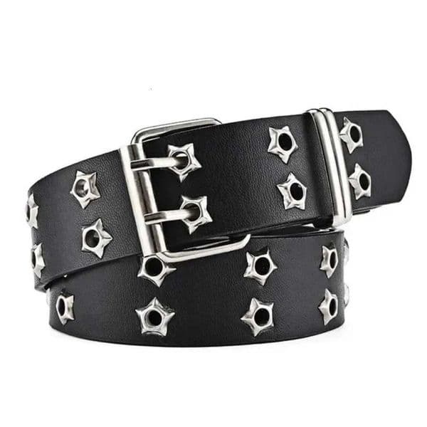 New Star Eye Rivet Belt Goth Style Double Pin Buckle Man/Woman Fashion Casual Punk Style PU Leather Waistband for Jeans Y2K Belt XJ250801