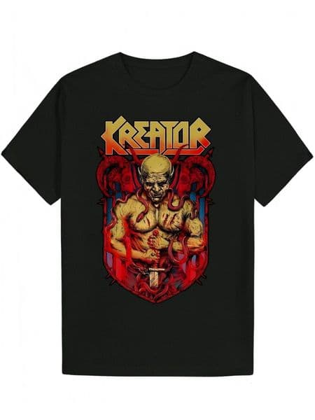Men's Summer Casual Round Neck Polyester T-Shirt with Band Graphic Print, Short Sleeve, Regular Fit, Suitable for Adults - Black, Bold Red and Gold Design,