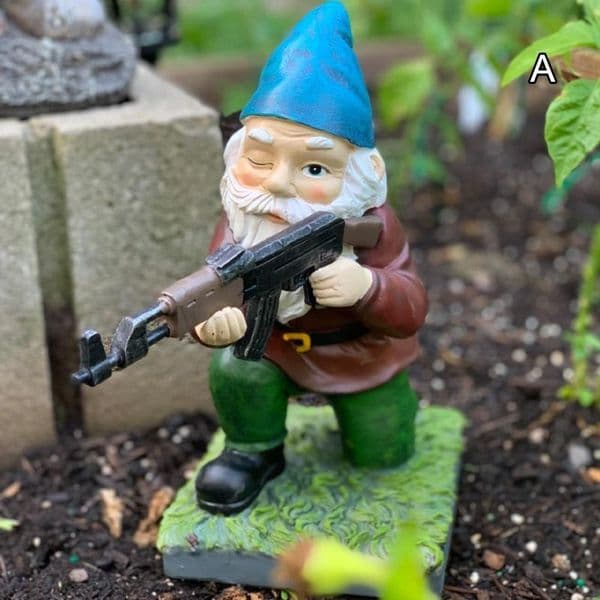 Gnome Statue Funny Garden Army Decorations Resin Desktop Lawn Ornament Outdoor Decoration Wooden Monster Yard Sculpture