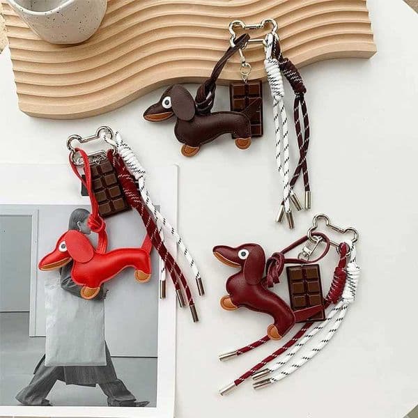 Braided Rope Dachshund Keychain Pendant Ruths Style Phone Bag Accessory Suitable for Handbags Z250801