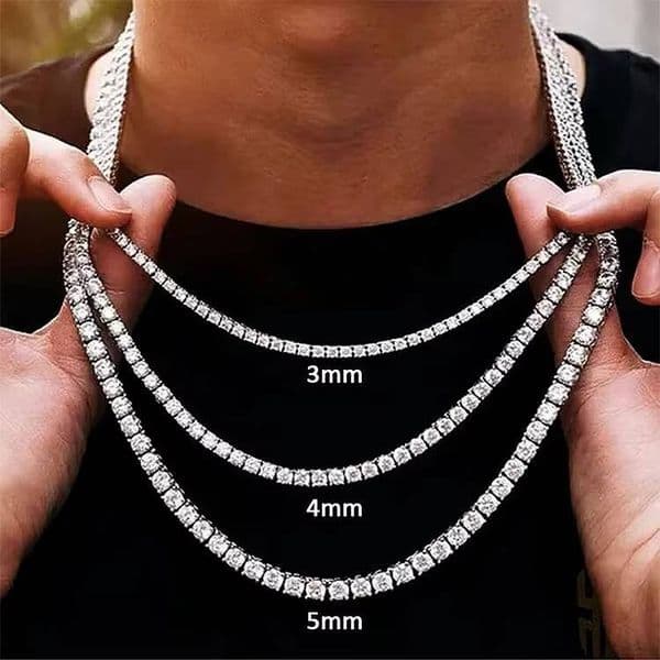 Minye Hip Hop 925 Sterling Silver 2mm 3mm 4mm 5mm 6.5mm VVS Moissanite Diamond Necklace Moissanite Tennis Chain