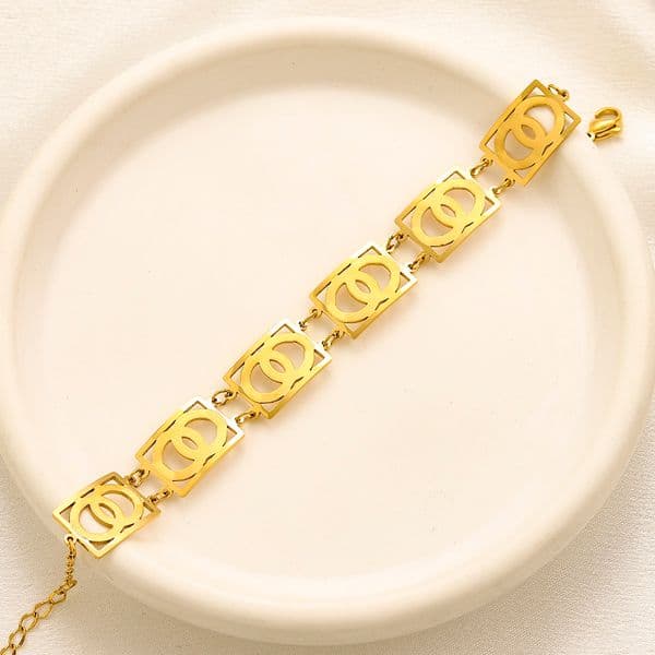 Designer Bangle Womens Fashion Wedding Party Luxury Jewelry Accessories Geometry Round Letter Link Chain Gifts 2Colors Q260513
