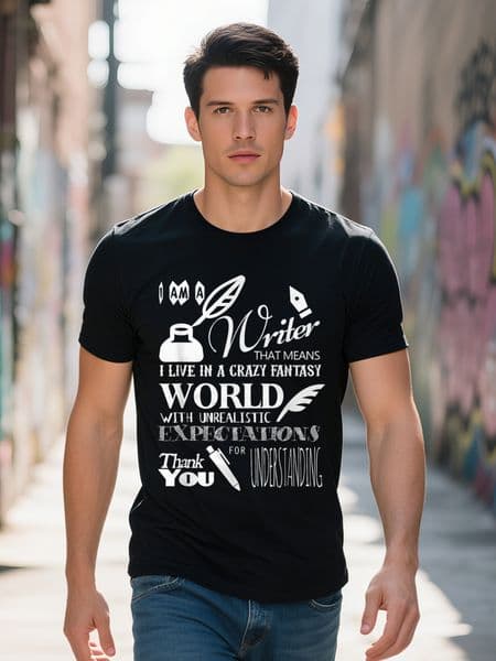 Men S g Cotton I'm Writer That Means I Live in a Crazy Fantasy T-shirt