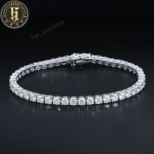 4mm moissanite Diamond Tennis Bracelet Factory Wholesale Fashion Hip Hop Jewelry Gold Plated Copper Chain Bracelet for Men Women