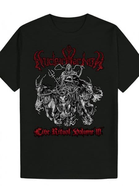 Men's Black Crew Neck with Complex Red and White Pattern - "Undead Wizard" Text, Wear, Fabric, Summer Casual Clothing Skull Print T-Shirt | Polyester fabric