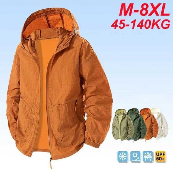 UPF 50+ Summer Hiking Jacket Men Big Size 8XL Waterproof Quick Dry Camping Windbreaker Trekking Fishing Outdoor Anti-UV Clothing Z250802