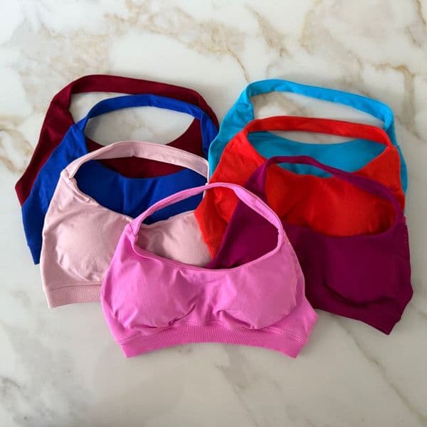 Sports Gym Woman High Support Backless Workout Crop Top Fitness Activewear Yoga Blouse Running Tank Ruched Halter Neck Bra