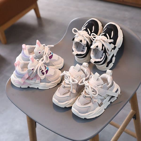 Kids Sport Shoes Fashion Cross-tied Mesh Breathable Boys Sneakers Kidszworld Children Girls Outdoor Running Shoes Sizes US5.5C-US4Y K0069