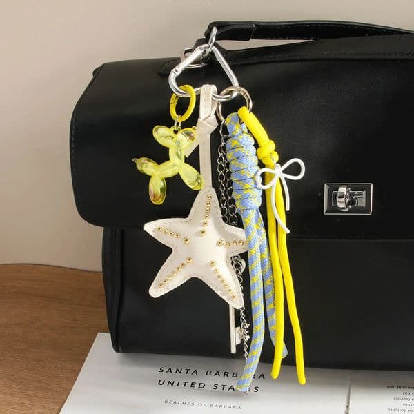 summer leather lemon flower Backpack pendant leopard print Little Bear rainbow decoration Key Chain 250801