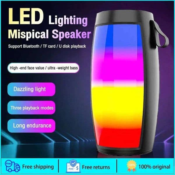 1202 Wireless Bluetooth Speakers Home Outdoor Portable Small Speaker Subwoofer Car Audio Bass Mp3 Player Sound System LED Lights