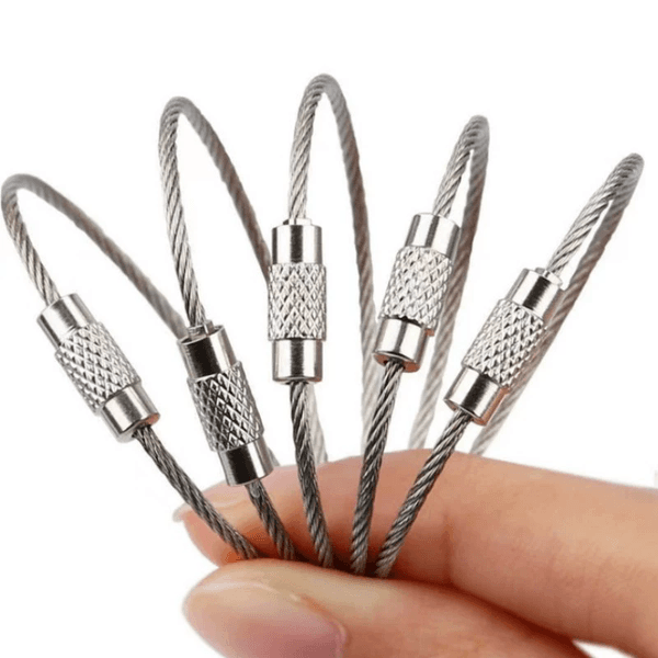 1000pcs Keychain Tag Rope Stainless Steel Wire Cable Loop Screw Lock Gadget Ring Key Keyring Circle Camp Hanging Tool Home Tools