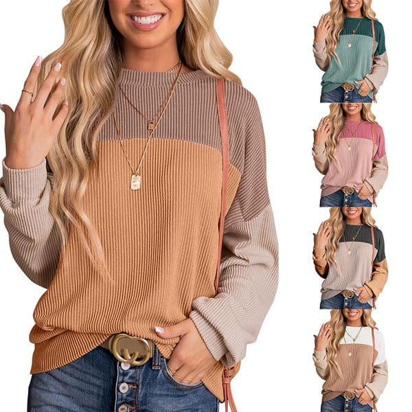 Free Shipping Designer Hoodie 2025 New Independent Station Women's Color Blocked Casual Loose Sportswear Pullover