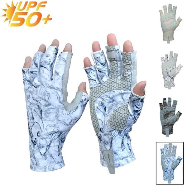 Riverruns Fingerless Fishing Gloves are designed for Men and Women Fishing Boating Kayaking Hiking Running Cycling. Z250804