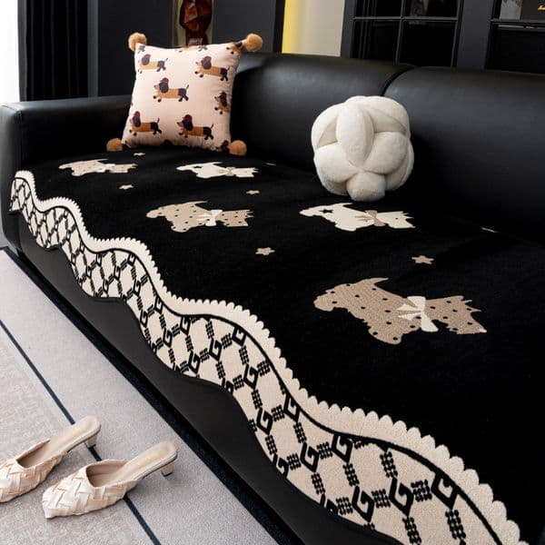 Designer Sofa Covers Blanket Non-Slip Sectional Couch Covers Luxury L Shape Resistant Sofa Slipcover for Furniture Bed Couch Sofa Black White all season