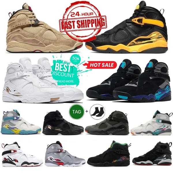Designer 8s Mens Basketball Shoes 8 Playoff Aqua Chrome South Beach Black Cool Grey Take Flight Trophy Samurai Raid Gunsmoke Men Sneakers Sports Trainers