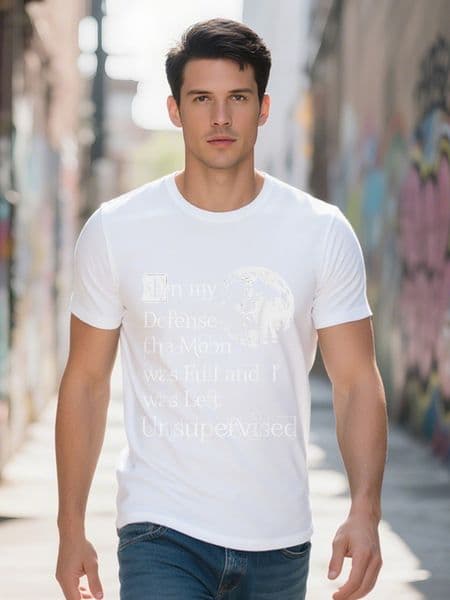 Halloween Full Outer Space Science Graphic Tee Cotton Short Sleeve Crew Neck Casual Fit Black with White Text d371a
