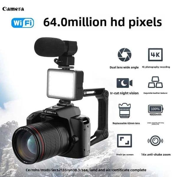 4K Digital camera optical 16x zoom 64MP high-definition front and rear dual cameras AF automatic/manual focus travel camera X2508041