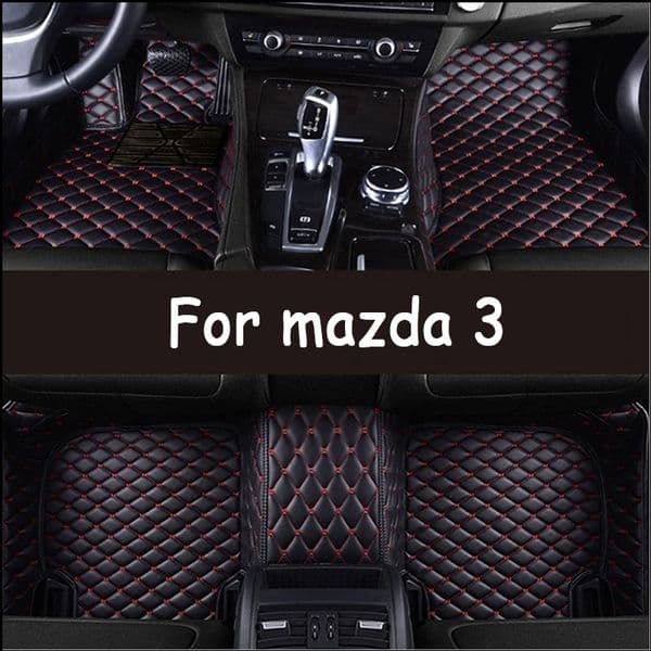 Custom 5 Seat car floor mats for mazda 3 2014 to 2019 Year Car Accessories Interior Details Artificial leather