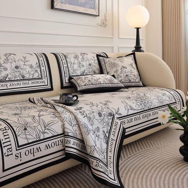 Designer Sofa Covers Blanket Non-Slip Sectional Ice silk Couch Covers Luxury L Shape Resistant Sofa Slipcover for Furniture Bed Couch Sofa With Bamboo