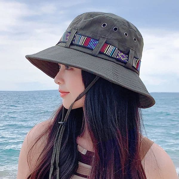 Golexury Western Cowboy Hat Female Summer Big Eaves Striped Fisherman Hat Sun Visor Outdoor Seaside Tourism Mountaineering Hat 250729