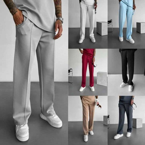 Mens Casual Quick Dry Breathable Sweatpants New Style Fashion Folds Loose Elastic Waist Band Straight Leg Quick-Dry Pants X250804