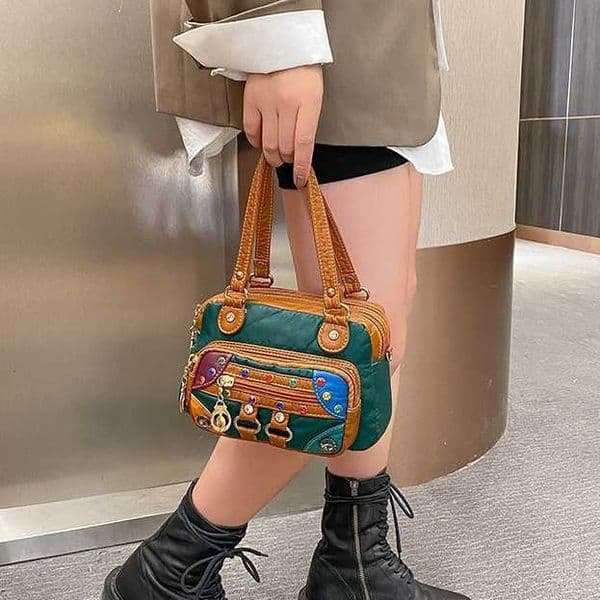 Women's Bag Handbag Small Bag Trend New Style Soft Water Washing Leather Color Matching Single Shoulder Bag Messenger Bag 250815