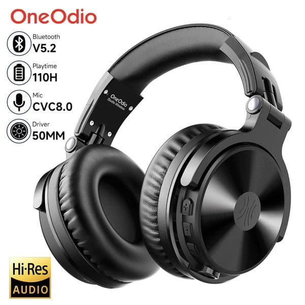 Oneodio Pro-C Bluetooth Wireless Headphones With Mic 110Hr Hi-Res Over Ear Bluetooth 5.2 Headset Earphone For Phone PC Sports 250801