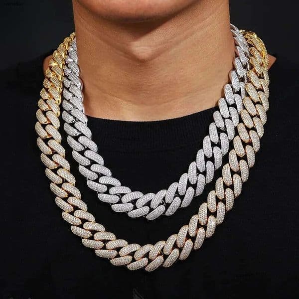 Hip Hop Fashion Jewelry Necklaces GRA VVS Moissanite Bracelet Sier Iced Out Bling 2Row 12mm Miami Cuban Link Chain for Men