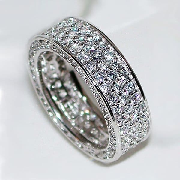 2023 Top Sell Wedding Rings Luxury Jewelry 925 Sterling Silver Fill Full Pave White 5A Moissanite Diamond Handmade Party Women Engagement Band Ring Gift