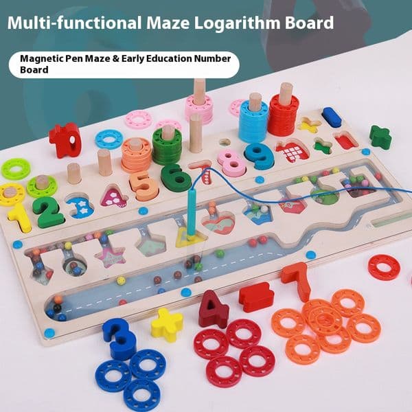 Three-in-one digital maze logarithmic board children's early education magnetic color classification calculation educational matching training toy MB-314-074