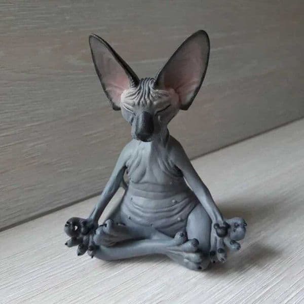 Whimsical Buddha Sphynx Cat Figurine Meditation Yoga Happy Cat Decor Art Sculptures Outdoor Garden Statues Figurine Z250805