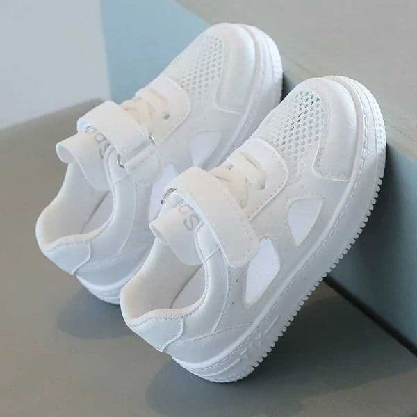 2024 Summer Children White Shoes Boys Sports Shoes Mesh Breathable Board Shoes Girls Hollow Casual Sneakers Soft Sole Kids Shoes W250805
