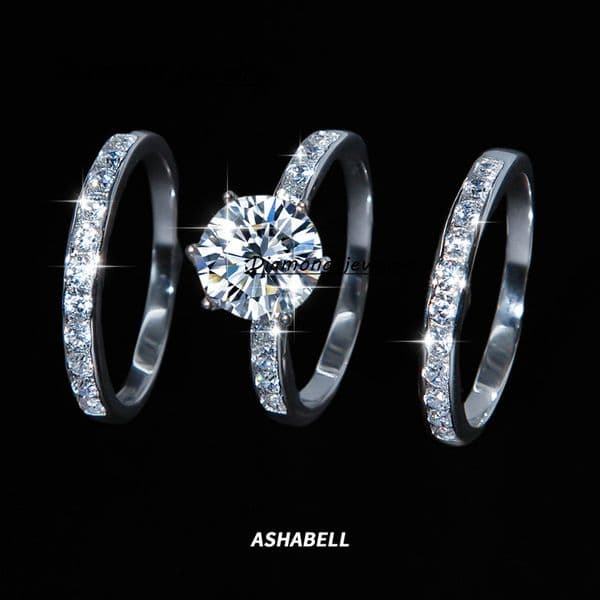Wholesale S925 Sterling Silver Stacking Vvs D Color 2Ct Moissanite Ring Women Engagement Wedding Band