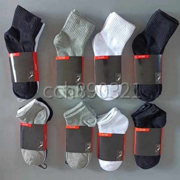 High-quality black and white socks for both women and men, all-cotton, classic ankle hook breathable socks, rice football and basketball sports socks