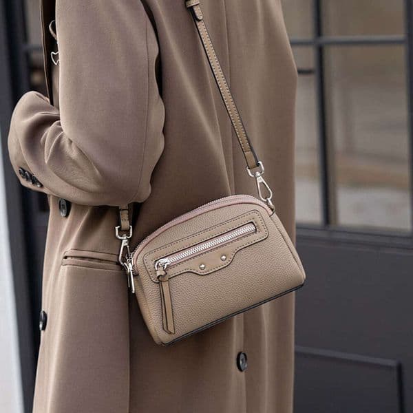 Minimalist Women's Crossbody Small 2025 New Niche Fashion Genuine Leather Shoulder Convenient Double Zipper Phone Bag