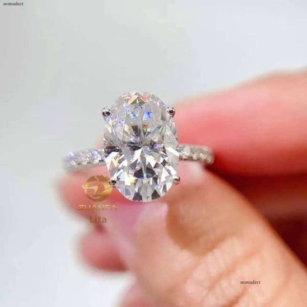 Love U 4.5ct Oval Moissanite Sterling Sier Wedding Dia Engagement Ring Women
