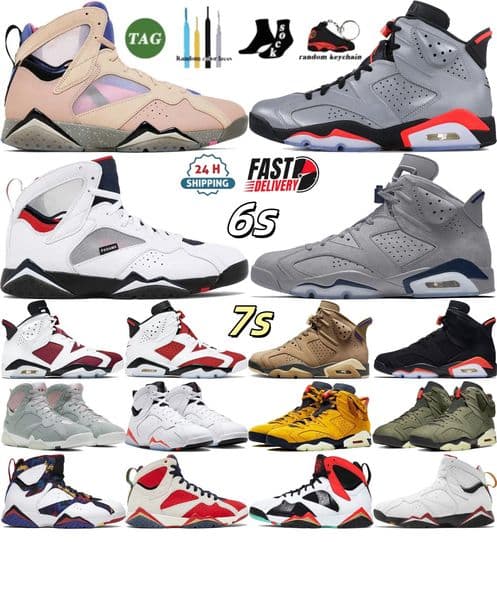 6s 7s Basketball shoes men women designer Outdoor basketball sport sneakers Hare infrared Khaki brown Midnight Blue Paris White Black playoff trainer size 36-47