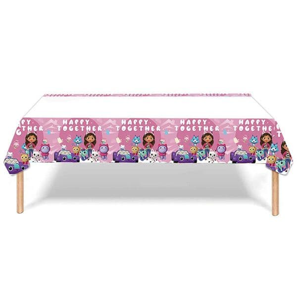 1pcs 130*220cm Gabby Dollhouse Cats Theme Party Birthday Disposable Tablecloth Table Cover for Kids Party Supplies Decor X250805