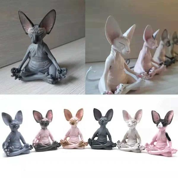 8cm Cat Meditate Statue Collectible Figurines Miniature Decor Sphynx Desktop Decoration Animal Model Figure 3D Home Decor Sphinx Z250805