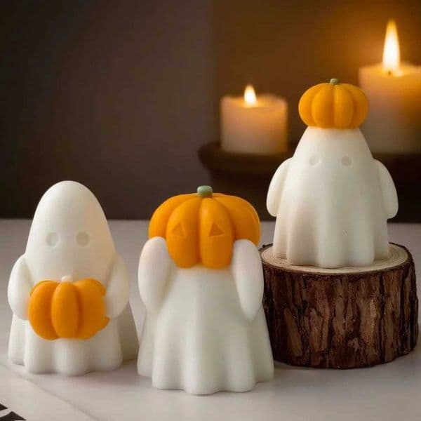 Pumpkin Ghost Scented Candle Mold Handmade Funny Autumn Theme Resin Plaster Making Tool DIY Halloween Gothic Desktop Craft Decor Z250805 Z260520