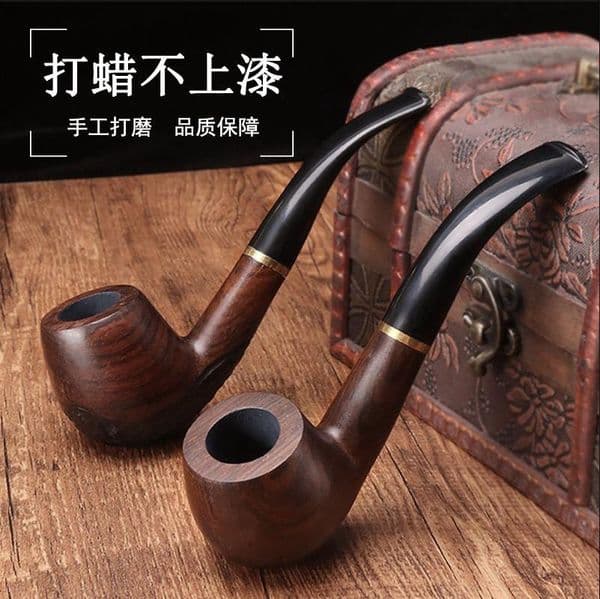 Smoking Pipes Waxed ebony pipe, 9mm flue, detachable cleaning wire pipe, dry pipe, solid wood pipe