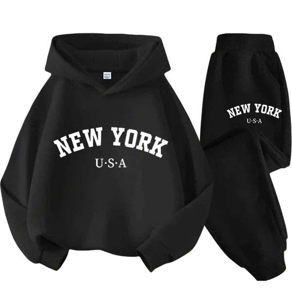 Childrens letter print boys girls hooded suit autumn and winter long-sleeved pants sweatshirt two-piece set Q251127 S260328