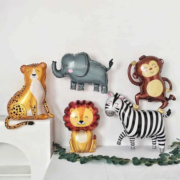 New Cartoon Animal Theme Foil Balloon Jungle Safari Forest Lion Rabbit Kids Birthday Decoration Supplies Elephant Giraffe Balloon X250805