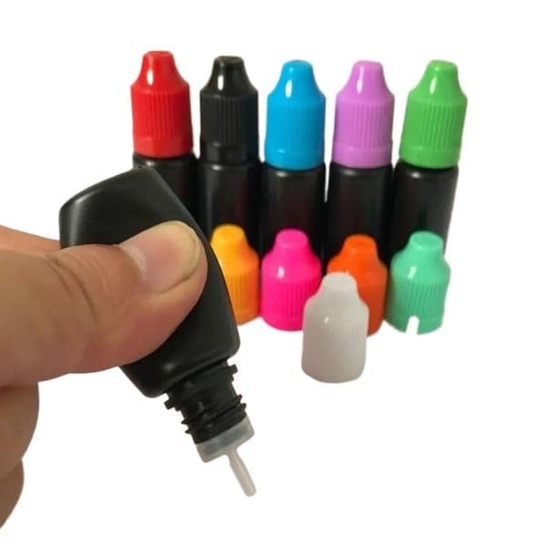 10ml 15ml 30ml Black Dropper Bottle Plastic Empty Bottles With Long and Thin Tips Tamper Proof Childproof Safety Cap E Liquid Needle
