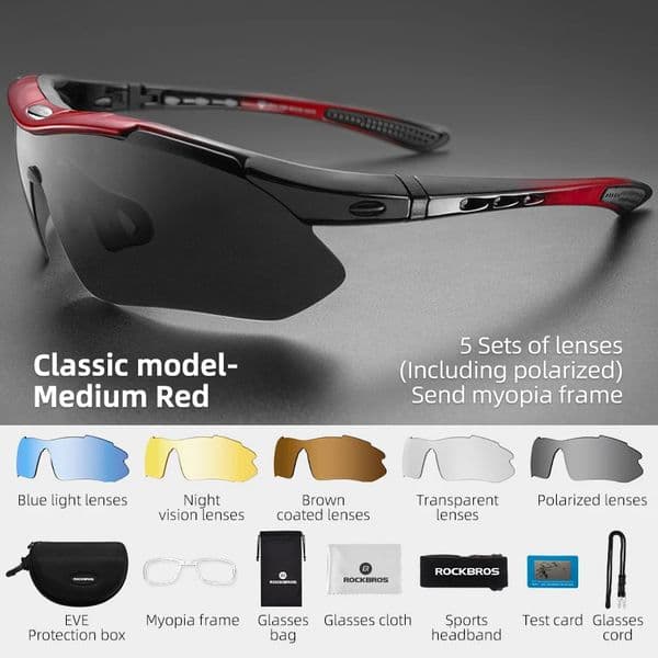 ROCKBROS Polarized Cycling Glasses Men Sports Sunglasses Road MTB Mountain Bike Bicycle Riding Protection Goggles Eyewear 5 Lens 250806