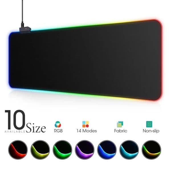 LED Light Mousepad RGB Keyboard Cover Desk-mat Colorful Surface Mouse Pad Waterproof Multi-size World Computer Gamer CS Dota 250801