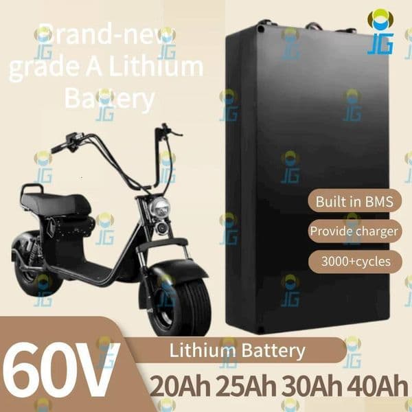 Rechargeable 60V 20ah Lithium Battery 25Ah 30Ah 40Ah Li-ion for 500W 800W 1000W 1500W 1800W Citycoco Two Wheeler Vehicle