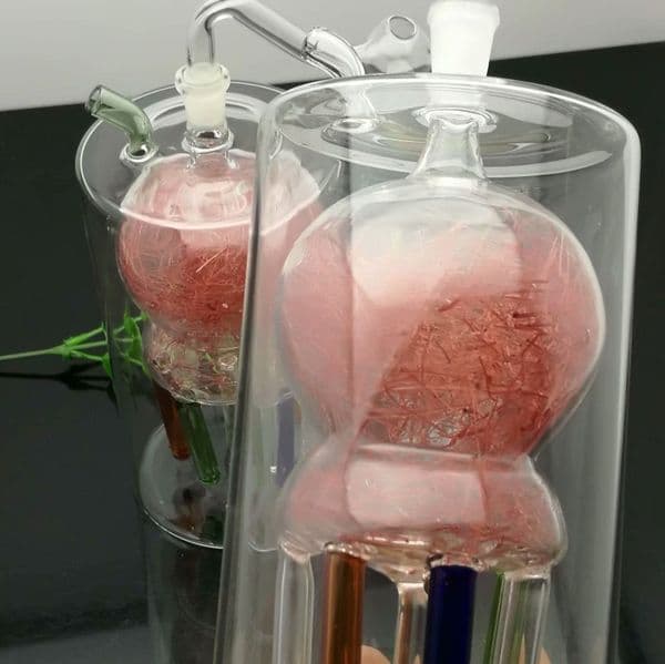 Glass Oil Burner Pipes hookah Glass Smoking bongs Smoke Pipes Upper colored silk ball, lower multi claw partition, silent filtering water bottle