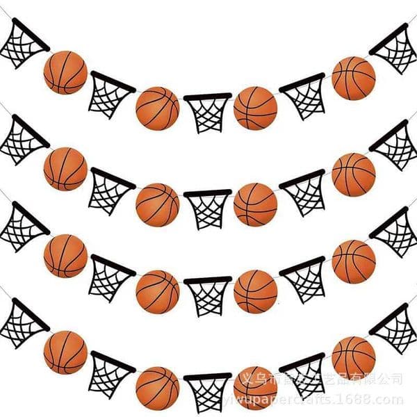 Basketball Theme Hanging Decor Paper Banner Basketball Hoop Hanging Pendant Boy Birthday Party Baby Shower Decor Supplies X250805
